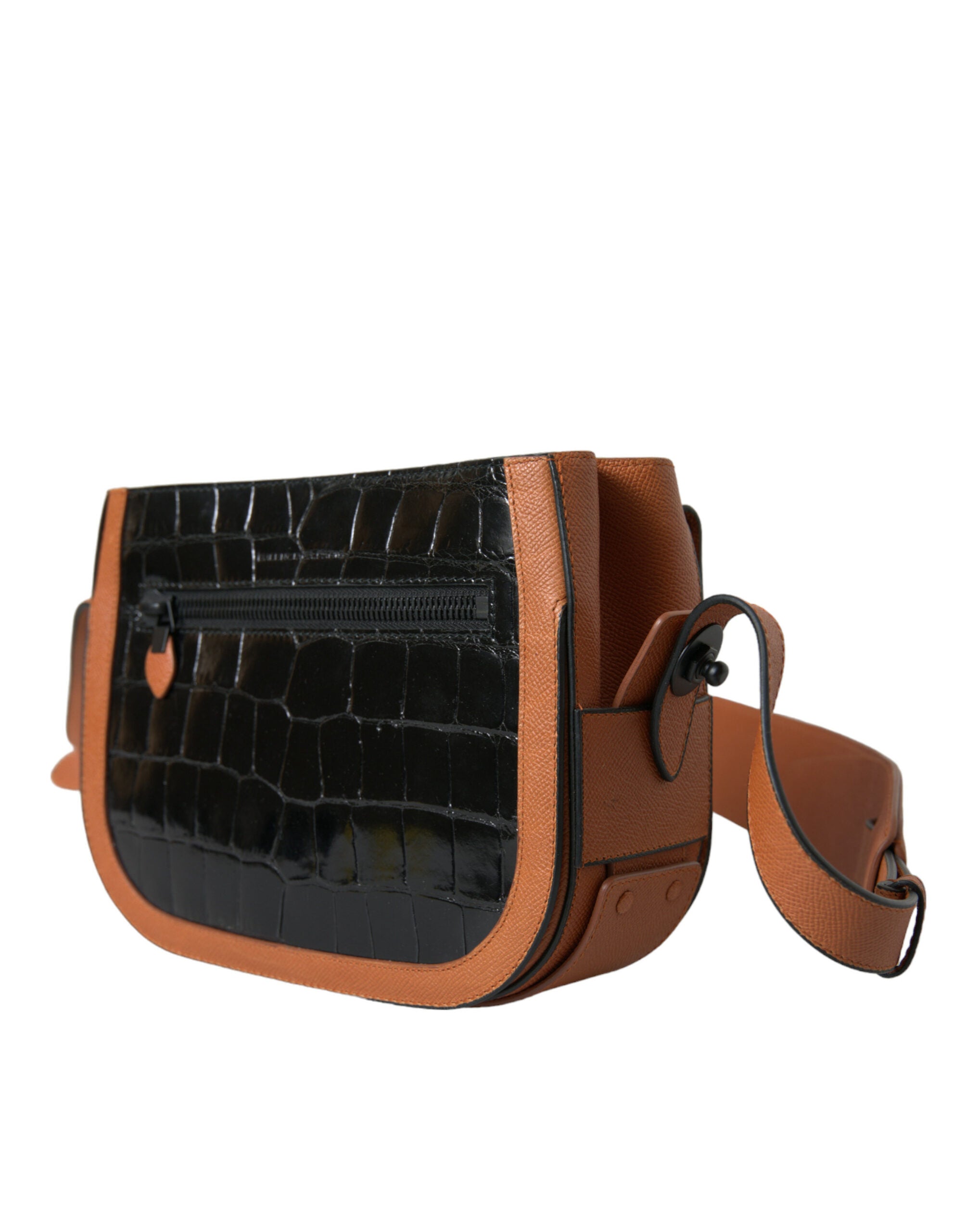Black Brown Exotic Skin Leather Shoulder Camera Purse Bag