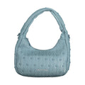 Blue Polyurethane Women Shoulder Bag