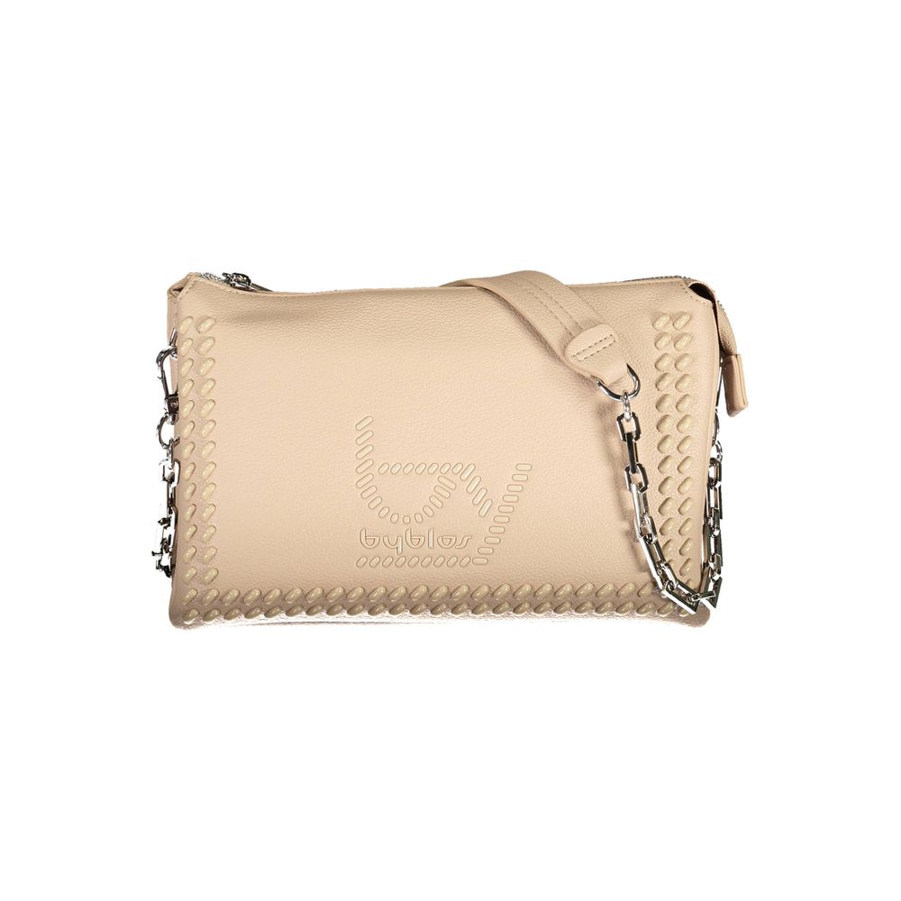 Beige Polyurethane Women Handbag
