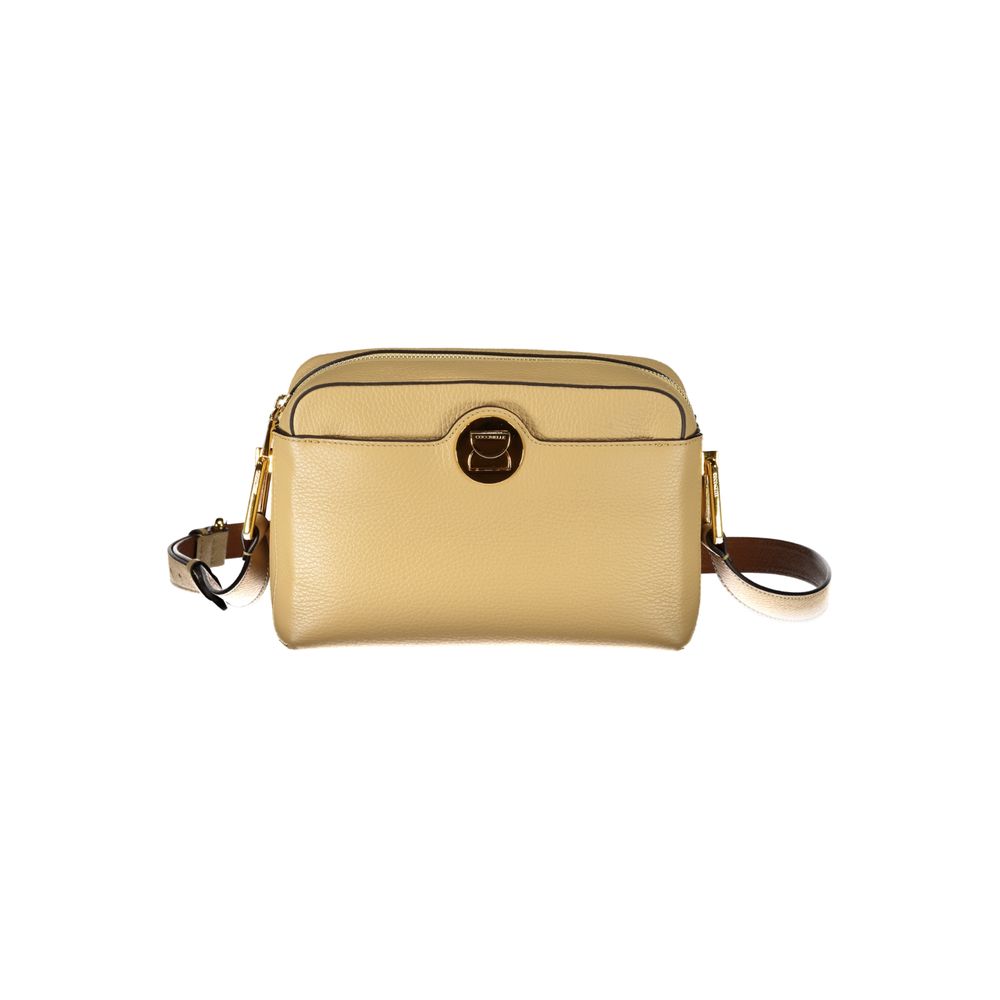 Beige Leather Women Shoulder Bag